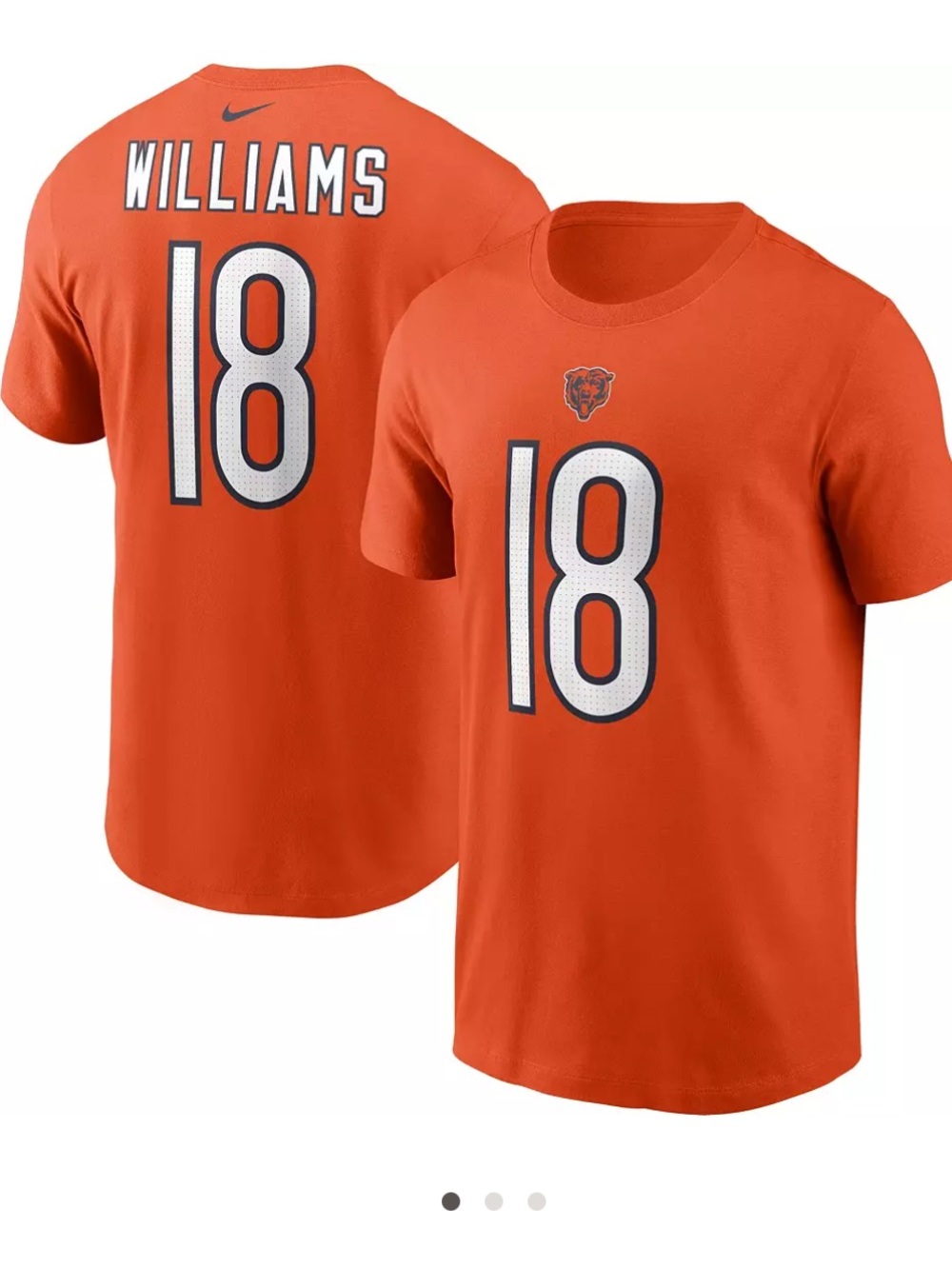 Nike Men's Chicago Bears Caleb Williams #18 Orange T-Shirt Small